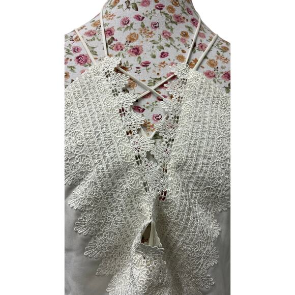🤍 WAYF Lace Trim Halter Top M – Cream Boho Festival Y2K Cami - Picture 4 of 6